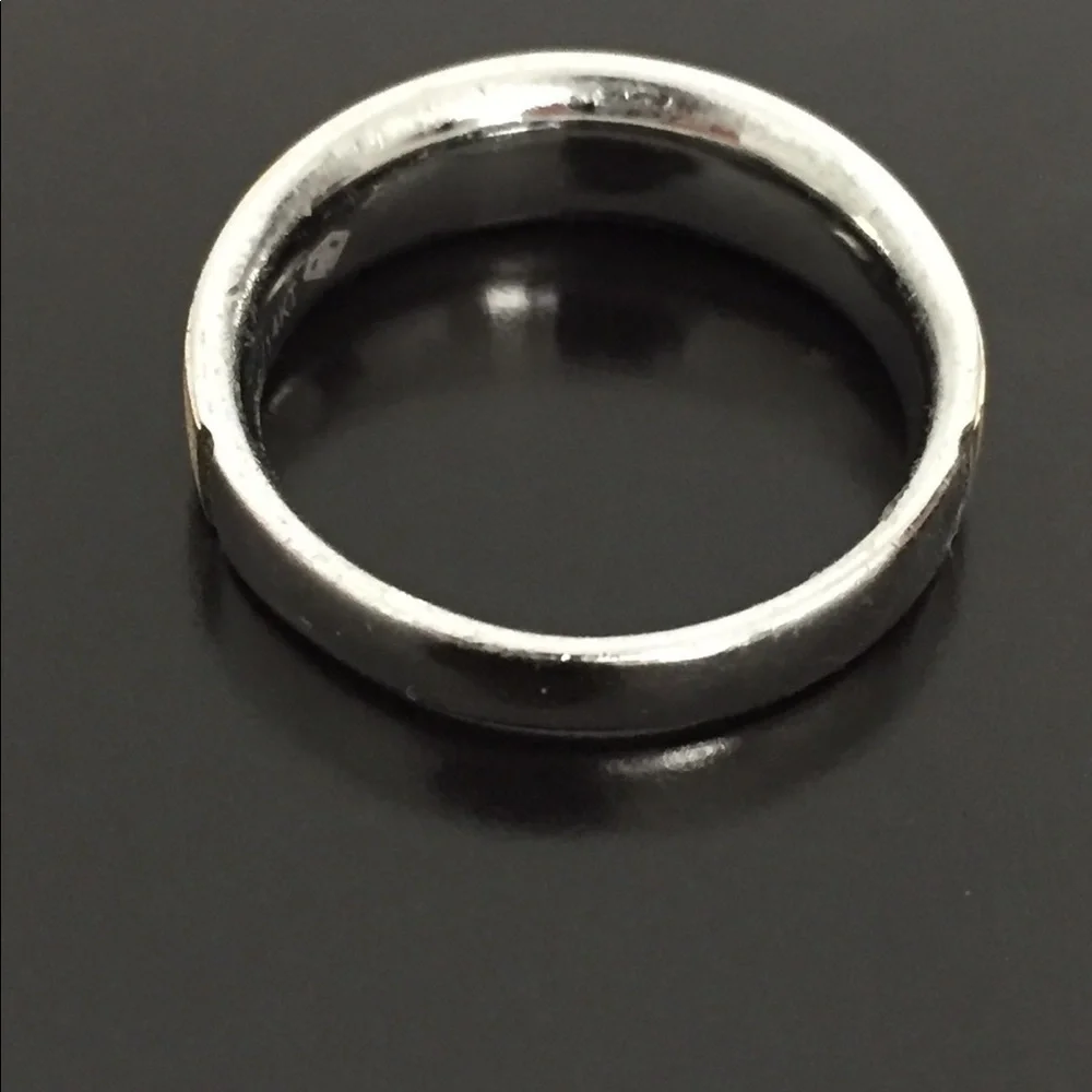 Men’s Diamond Cut SS  & 14k Etched Bang Ring